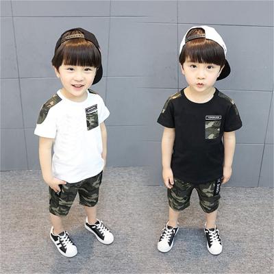 China 2021 Children Clothing Baby Boy Formal Imported Summer Clothes Boys Pockets Printed Camouflage Pants 2pcs Kids Clothing for sale