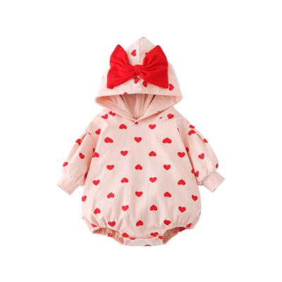 China Large Comfotable Bow Hoodie Baby Rompers Cotton Triangle Rompers Babies Autumn New Style Romper Cute for sale