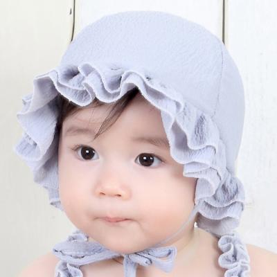 China New Arrival 100% Cotton Baby Soft Cute Lace Ribbon Bucket Hat 100% Cotton Baby Hat for sale