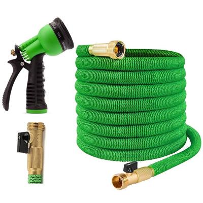 China High Quality 75ft Solid Brass Connector Expandable Garden Hose Adjustable With 8 Function Spray Nozzle for sale