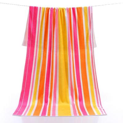 China Customized 100% Printed Luxury Beach Towel Customized Logo Cotton Hotel Stripe Child Safe Towel for sale