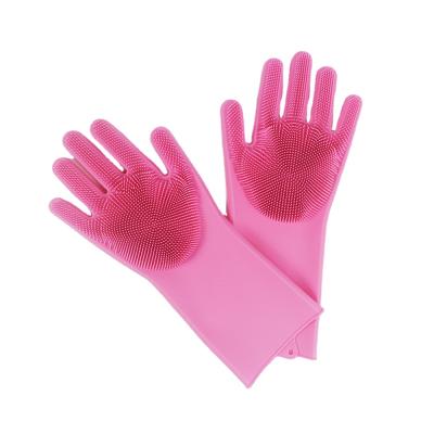 China Convenient Magic Reusable Silicone Gloves With Cleaning Scrubber, Great For Dish Washing, Cleansing for sale