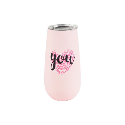 China Durable Hot Double Wall Glitter Stainless Steel Tumbler 6 oz Rose Gold Metal Water Bottle Insulated Mug Colored Wine Glass With Lid for sale