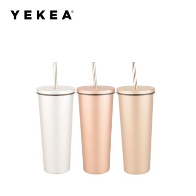 China Sustainable Wholesale 24 Oz Double Wall Stainless Steel Drink Cups With Straw for sale