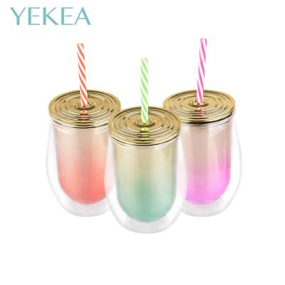 China YEKEA 10oz Sustainable Double Wall Glitter Plastic Wine Tumbler for sale