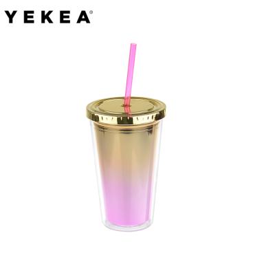 China American style hot sell 16oz acrylic tumbler with lid and straw, bpa free double wall tumbler with plastic lid straw tumbler for sale