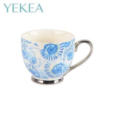 China Viable product Chinoiserie 480ml creative porcelain ceramic cup milk coffee tea porcelain cup dinner sets for sale