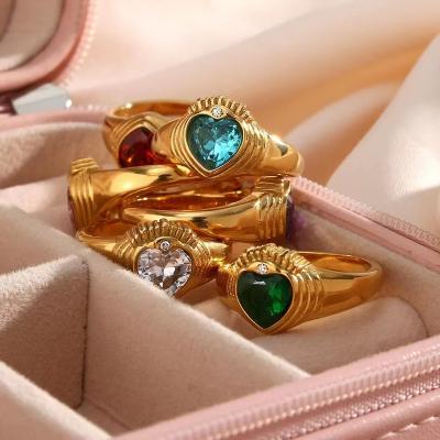 China Waterproof And Rust Proof Jewelry Womens 18K Gold Plated Stainless Steel Ring for sale