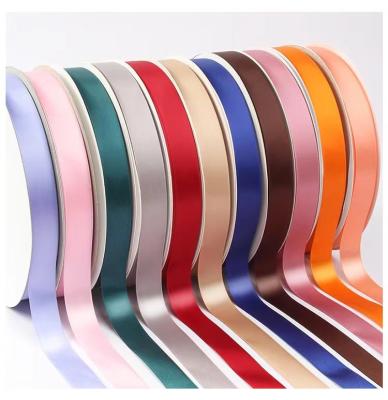 China 100% Polyester Front Side Double Plain Silk Satin Ribbon Roll Customized By Recyled Factory Wholesale for sale