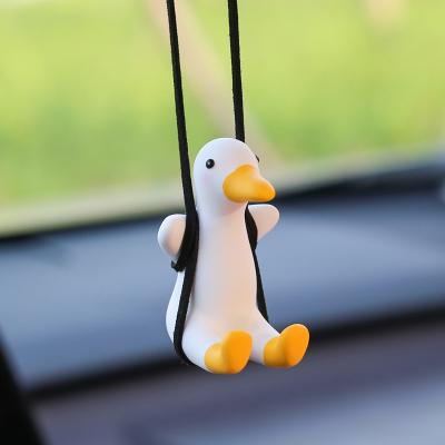 China Car Styling Duck Car Hanging Interior Mirror Ornament Accessores Swing Pendant Charms Decoration Cute Duck Ornament for sale