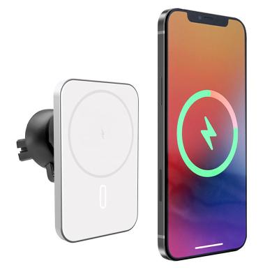 China 15W Magnetic Mobile Phone Car Wireless Charger For iPhone 12 Phone Car Holder Air Vent Magnet Car Mount Fast Charging Pad for sale