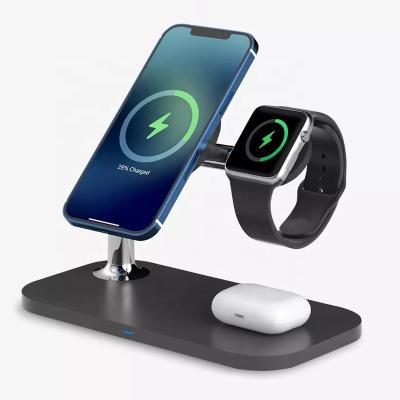 China 15W Fast Charging 3 in 1 15W Magnetic Fast Wireless Charger Dock Charging Stand for iPhone 13 12 Pro Max Apple Watch Airpods Pro for sale