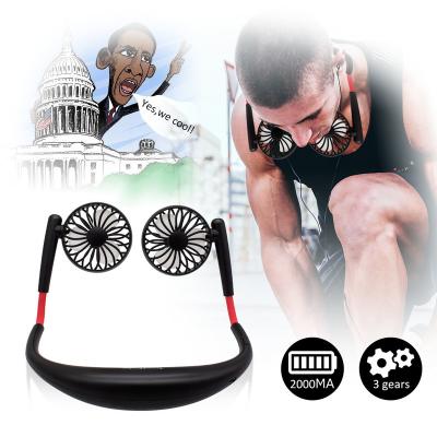 China Free Portable Neck Fan Hand Neck Sports Fans Design Premium Mini Neckband USB Rechargeable Personal Portable Fan Earphone Fan for sale