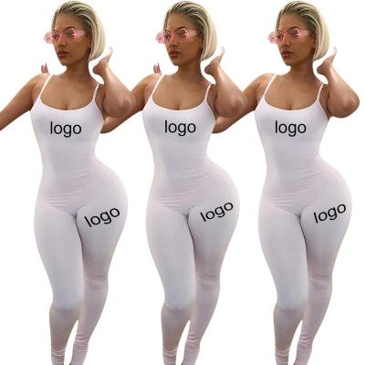 China Summer New Fashion Solid Color Custom QUICK DRY Suspender Sexy Overalls Logo Jumpsuit Jumpsuit Outfit For Women for sale