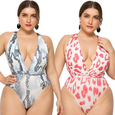 China 2XL-5XL Breathable Oversized Print Sexy One Piece Swimsuit Plus Size Swimwear Bikini For Fat Women for sale