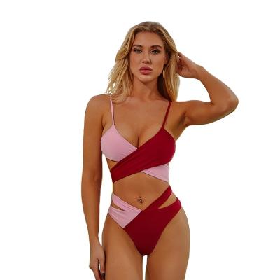 China European and American Sexy Custom Made Cross Swimsuit Two Color Breathable Bikinis and Beach Wear for sale