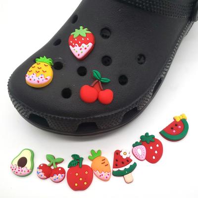 China Shoe Charm Shoe Decoration Charms Bright Colors Shoe Clips Decoration Hindrance Charm Cute Fruit Strawberry Pattern PVC Child Customized 10 Pcs for sale