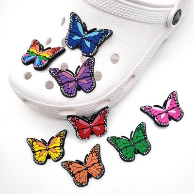 China Clog Charm Butterfly Shoe Charms 10 Pcs High Quality Soft PVC Shoe Decorations For Clog Shoe Customized as picture for sale