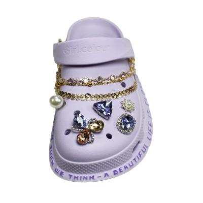 China Clog Charm Fashion Rhinestone Decorative Shoe Jewelry Charms Crystal Shoes Decoration Accessories For DIY Clog for sale