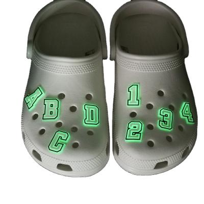 China Clog Charm New Arrival Digital Number Clog Shoe Decorations Night Luminous PVC Light Up Shoe Charms for sale