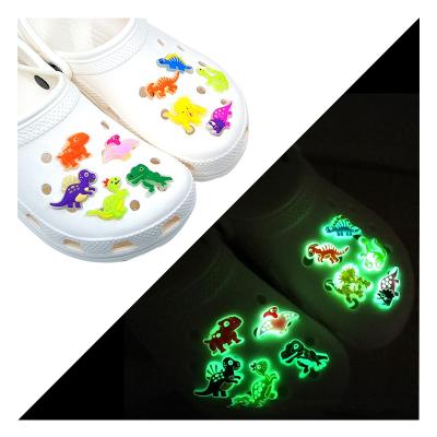 China Clog Charm Light Up Mexican Shoe Decoration Shoe Charm Accessory Dinosaur Shoe Charms PVC For Kids Dinosaur Clog Charm 100 Pcs for sale