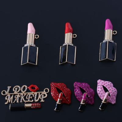 China Clog charms hot sale Diy lipstick shoes charms metal decoration shoes accessories lipstick charms clogs shoes charms for sale