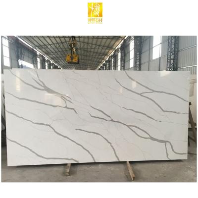 China Modern Calacatta STONE White Quartz Low Price Promotion BOTON Slab Stain Goods Quartz Stone Countertops Wholesale for sale