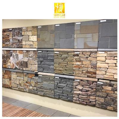 China BOTON Stone Modern Exterior Artificial Slate Cladding Cultural Decorative Stones Veneer Faux Stone Wall Panels for sale