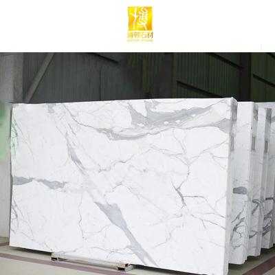 China Modern BOTON STONE Italy Marble Natural Stone Slab Popular Large Calacatta Marmo Polished Tile for sale