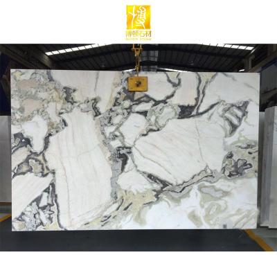 China Modern BOTON STONE White Marble With Green Veins Marble Floor Tile Picasso Table Top White Marble Slab for sale