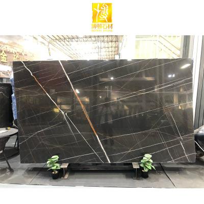 China Best Modern Marble Slab Customized Design Black Marble Dining Table With Gold Veins Polished Marble Slab for sale