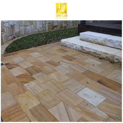 China Modern Wholesale Natural STONE BOTON Exterior Stone Floor Tiles Yellow Landscaping Decoration Sandstone Pavers for sale