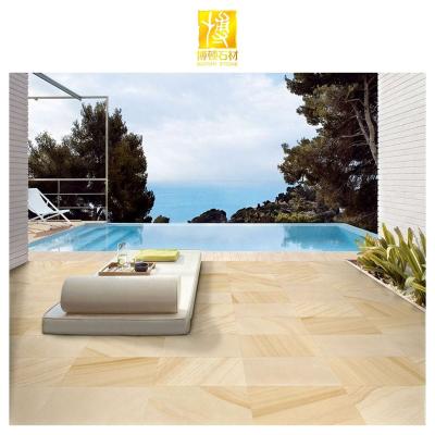 China Modern BOTON STONE Natural Stone Outdoor Paving Swimming Pool Floor Tiles Yellow Landscaping Decoration Sandstone Pavers for sale