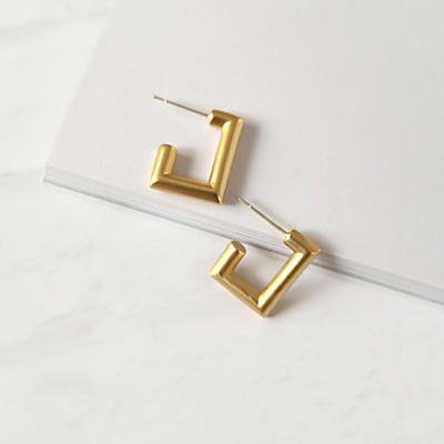 China Wholesale Solid Gold Square Earrings Solid Gold Square Earrings For Women Window Earrings Geometric Circles Minimalist Earrings 2019 New for sale