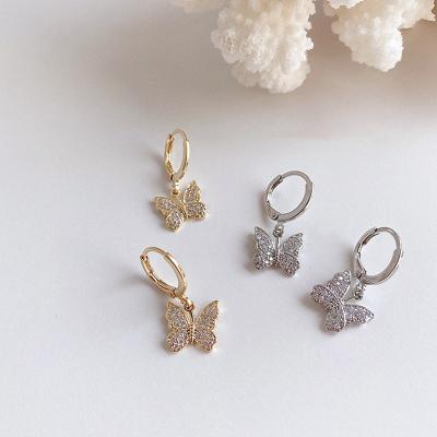 China Geometric CZ Stone Stud Earrings Gold Silver Color Butterfly Earrings Gold Silver Color Butterfly Earrings For Jewelry 2020 Minimalist Stud Earrings small women's circle for sale