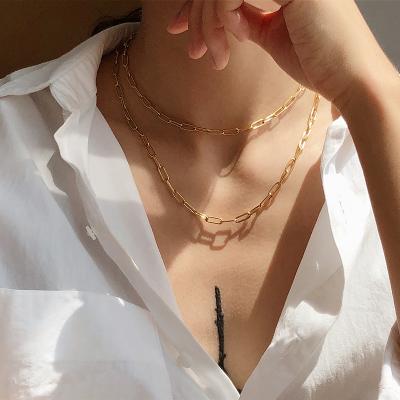 China 4 sizes linked chain necklaces 4 sizes necklaces gold color circle choker linked chain necklaces for women gold necklace vintage minimalist jewelry for sale