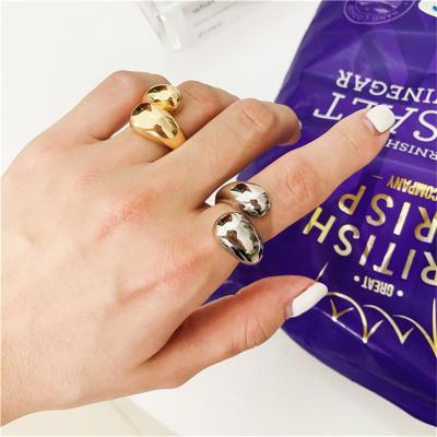 China Fashion Chunky Solid Gold Rings 2019 Chunky Solid Gold Rings For Women Stacking Wide Adjustable Rings Geometric Stylish Rings Wholesale for sale