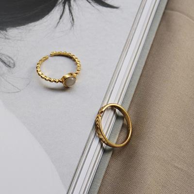 China 925 Sterling Sliver Opal Stone Stacking Rings 925 Sterling Sliver Opal Stone Stacking Rings for Women Statement Open Initial Rings Chunky Personalized Rings Adjustable for sale