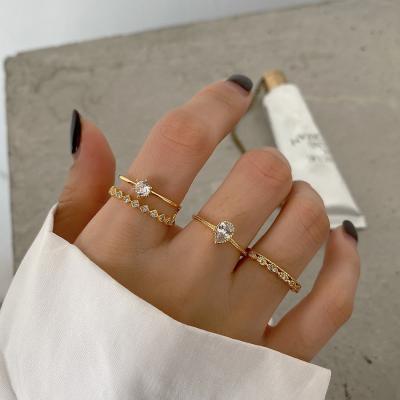 China 7 Designs Geometric Waterdrop Rings 7 Designs Geometric Waterdrop Rings CZ Stone Twisted Chain Rings For Women Small Minimalist 925 Sterling Silver Pearl Jewelry for sale