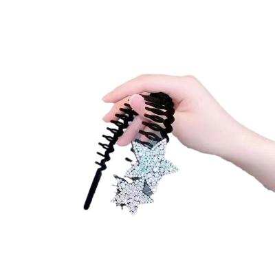 China Hair Accessories Summer Five-pointed Star Headband Hair Broken Finish Hits Hair Clip Rhinestones Flock Headband Face Wash Hair Accessories for sale