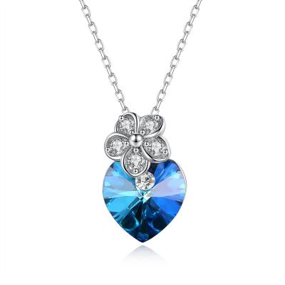 China Real 925 Sterling Silver 4A CZ AAAAA Austrian Romantic Crystal Heart Pendants Necklace by RINNTIN SN294 Standard for Women for sale