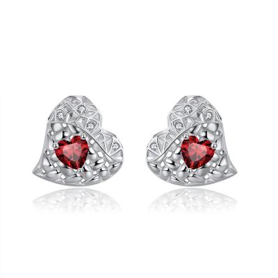 China GME25 RINNTIN 925 Sterling Silver Natural Garnet Earrings Romantic Love Heart Stud Earrings For Women Mom Wife for sale