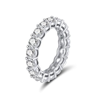 China RINNTIN SR167 Romantic Rhodium Plated 925 Sterling Silver Round Zirconia Eternity Ring Wedding Band for sale