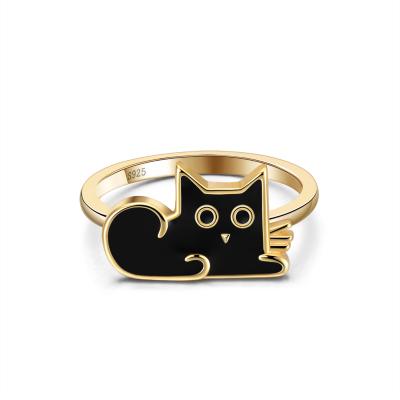 China Cute RINNTIN EQR06 Tending Cat Rings Sterling Silver Gold Plated Ring New Arrivals 2020 Products for sale