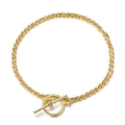 China Hiphop RINNTIN SB121 14K Sterling Silver Italian OT Diamond-Cut Diamond-Cut Toggle Clasp 1.5mm Gold Plated Braided Chain Bracelet For Men for sale