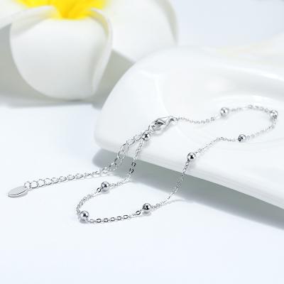 China RINNTIN SA05 Wholesale Jewelry 925 Sterling Silver Rhodium Plated Ball CLASSIC Korean Simple Popular Beads Chain Anklets Foot Jewelry for sale