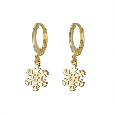 China RINNTIN HOE14 FASHIONABLE Attractive Design 925 Sterling Silver Snowflake Earrings 14Kgold Plated Drop and Dangle Earrings for sale