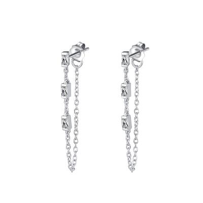 China RINNTIN SE238 Wholesale Trendy Accessories Women Jewelry 2020 Real 925 Silver Cubic Zirconia Long Row Circle Drop Earrings for sale