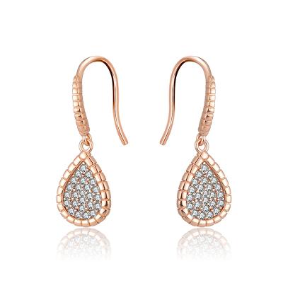 China RINNTIN SE246 Fashion Jewelry Romantic Luxury Edges 925 Sterling Silver Rose Gold Water Drop Earrings For Women for sale