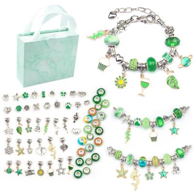 China 2022 New Arrival Cute DIY Charm Bracelet Making Kit For Girls Jewelry Silver Bracelet Colorful Beads Charms Bracelet for sale